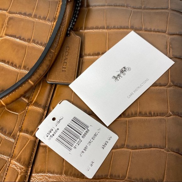 Coach Brown Croc-Embossed Laptop Bag - Picture 5 of 14